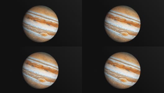 木星在外太空旋转，恒星在4K分辨率的黑色背景下高清在线视频素材下载