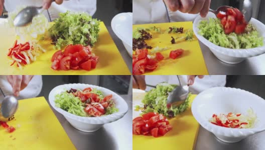 切蔬菜做沙拉高清在线视频素材下载