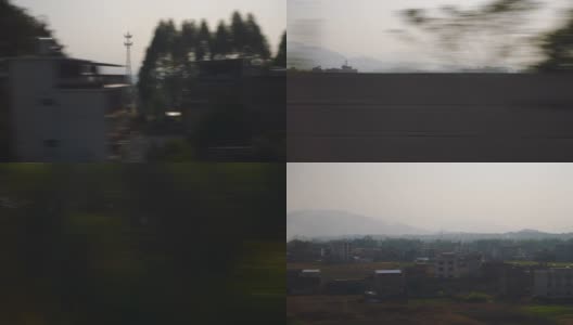 广州区阳光灿烂的傍晚火车公路旅行通过名山乘客座位窗pov全景4k中国高清在线视频素材下载