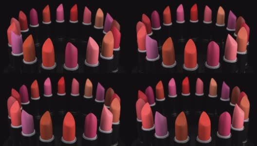 口红与一个红色的色调和化妆品系列为女性和造型师高清在线视频素材下载