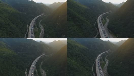 中国陕西秦岭高速公路航拍图高清在线视频素材下载