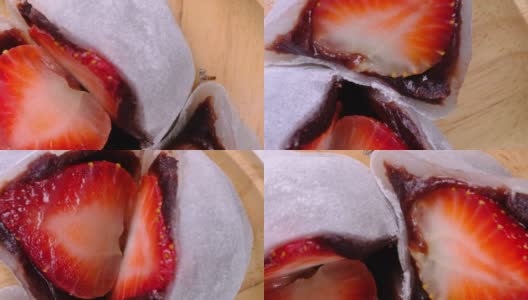 草莓daifuku特写镜头高清在线视频素材下载