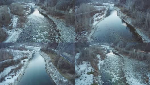 瓦尔·马斯隆河的冬天高清在线视频素材下载
