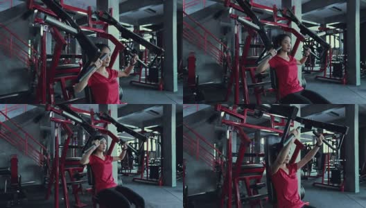 美女在健身房锻炼，慢动作高清在线视频素材下载