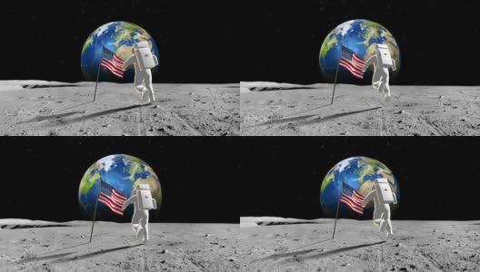 美国宇航员在行星上行走高清在线视频素材下载