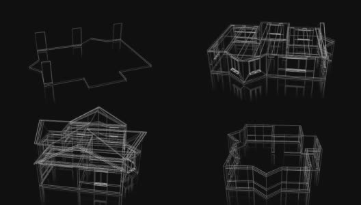 3D房屋建筑-钢丝框架高清在线视频素材下载