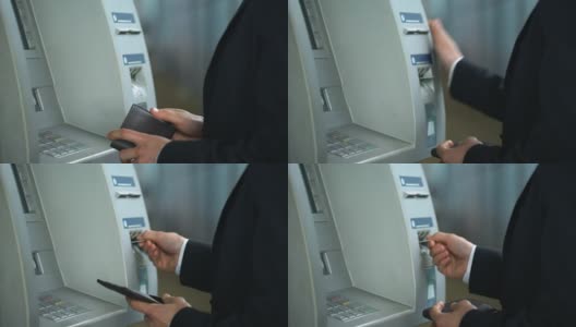 银行客户使用ATM出现问题，卡在读卡器上，设备错误高清在线视频素材下载