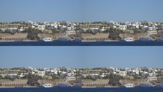 地中海建筑，白色和蓝色海岸建筑高清在线视频素材下载