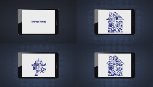 各种物联网智能家电图标，使家居形状在智能pad，移动。高清在线视频素材下载