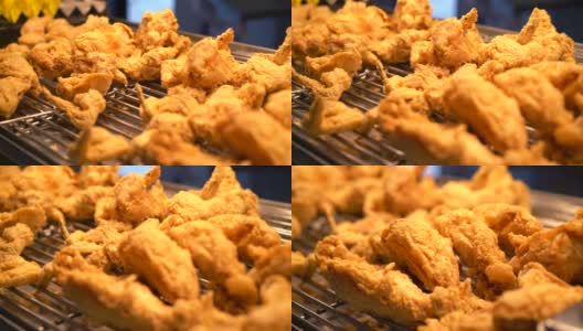 烤炉下的美味炸鸡高清在线视频素材下载