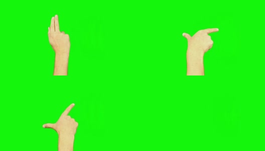 所有手势都用两个手指。一组11个手势。绿色的屏幕。轻击、滑动、滚动、双击、在触控板上绘制手势、触控板、平板电脑、智能手机、动理学小工具。用纯绿色代替alpha通道。高清在线视频素材下载