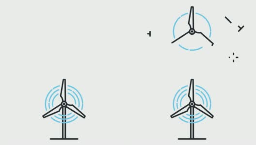 风力涡轮机电源‎平坦线图标动画与阿尔法高清在线视频素材下载