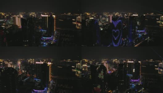 夜光照亮三亚湾滨江公寓综合楼航拍4k海南岛中国高清在线视频素材下载