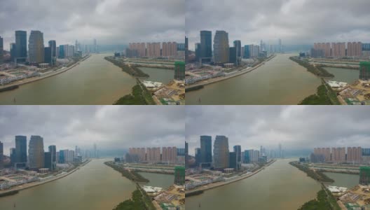 白天时间珠海澳门建设滨河湾航拍4k时间跨度中国高清在线视频素材下载