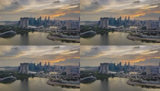 从白天到晚上，新加坡商业区的日落景象高清在线视频素材下载