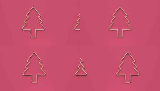 平面lay场景抽象圣诞树庆祝节日新年概念最小运动3d渲染高清在线视频素材下载