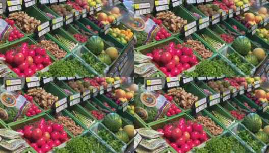 杂货店里的各种水果和蔬菜高清在线视频素材下载