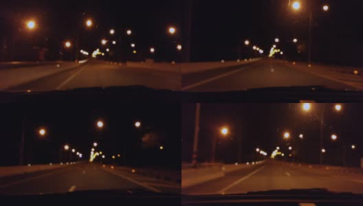 智能手机拍摄的夜间桥上行驶的慢动作高清在线视频素材下载