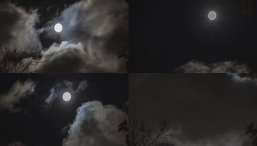 月亮穿过云层，时间流逝。高清在线视频素材下载