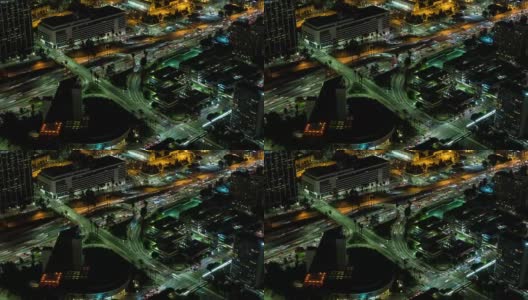 洛杉矶市区110号高速公路空中夜景高清在线视频素材下载