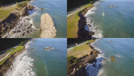 鸟瞰图的海岸线冲浪海滩在加勒比海高清在线视频素材下载
