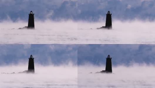 北冰洋烟雾中的鲸背光高清在线视频素材下载