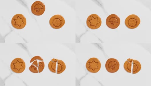 达戈纳糖果在白色背景上移动和落成碎片-定格动画高清在线视频素材下载