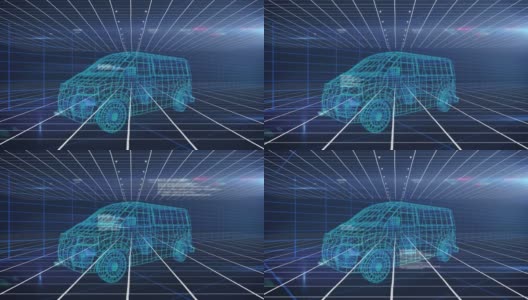 动画数据处理的三维绘图模型的货车和网格高清在线视频素材下载