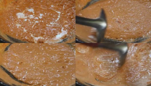 用椰奶煎辣椒酱做泰式咖喱高清在线视频素材下载