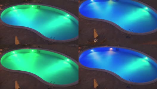 夜间照明的游泳池高清在线视频素材下载