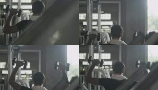 男人在健身房锻炼高清在线视频素材下载