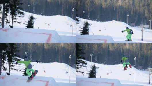 极限滑雪板和滑雪高清在线视频素材下载