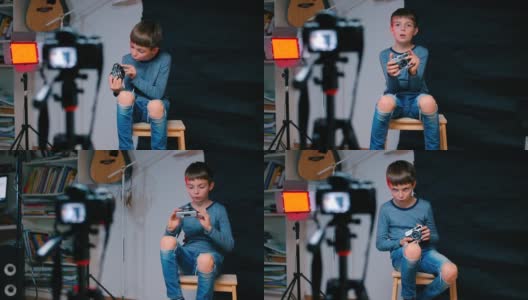 一个儿童摄影师写了一个关于摄影的视频博客。高清在线视频素材下载