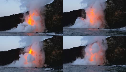 熔岩流入海洋高清在线视频素材下载