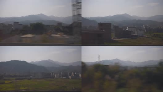 成都到广州晴天火车公路旅行通过名山乘客座位窗pov全景4k中国高清在线视频素材下载