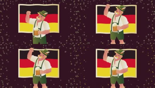 啤酒节庆祝德国人和旗帜高清在线视频素材下载
