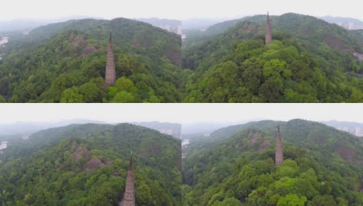 鸟瞰图天际线，城市景观和杭州宝塔高清在线视频素材下载