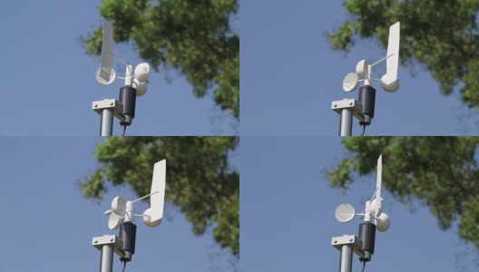 风速和装置气象站在蓝天的背景高清在线视频素材下载