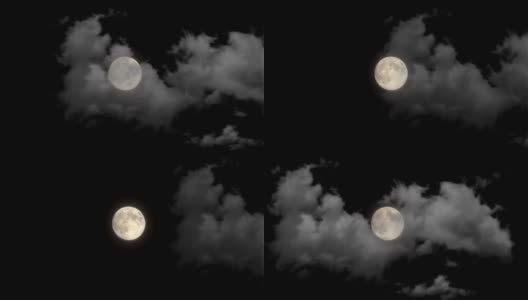 满月和运动云的特写，时间流逝高清在线视频素材下载