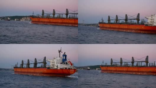 油船海上黄昏高清在线视频素材下载