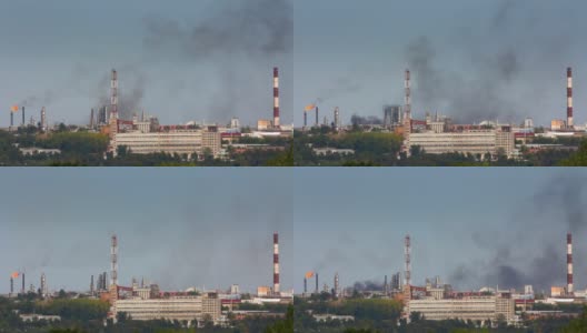 炼油厂黑烟-时间推移高清在线视频素材下载