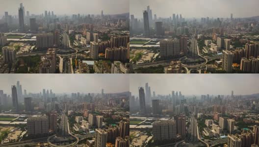 中国阳光日广州市景著名交通路口航拍全景4k时间高清在线视频素材下载