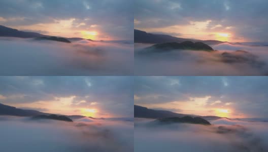 云中日出的空中色彩高清在线视频素材下载