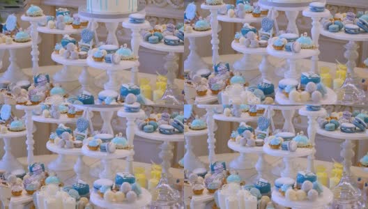 糖果棒婚礼，糖果自助餐，美味的糖果棒在婚礼上高清在线视频素材下载