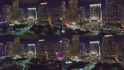 迈阿密市区天际线-空中展示之夜高清在线视频素材下载