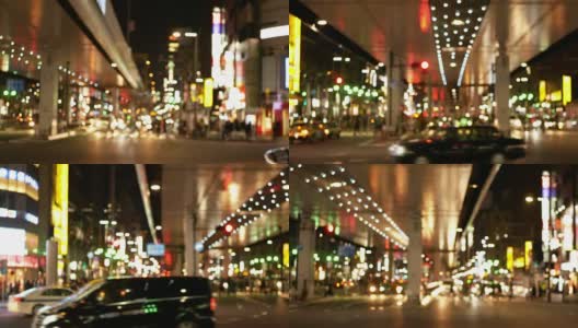 柔焦-六本木交叉口市区夜景高清在线视频素材下载