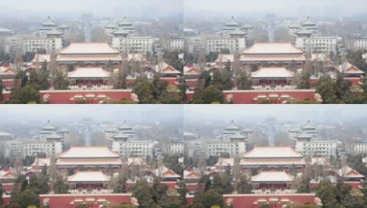 雪天俯瞰北京的中轴线高清在线视频素材下载