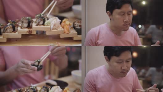 吃鹅肝寿司的人。高清在线视频素材下载