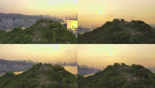 香港东部油塘附近山顶鸟瞰图高清在线视频素材下载