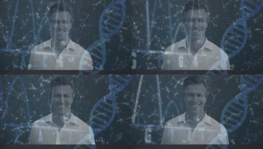 DNA结构和连接网络与人类肖像高清在线视频素材下载